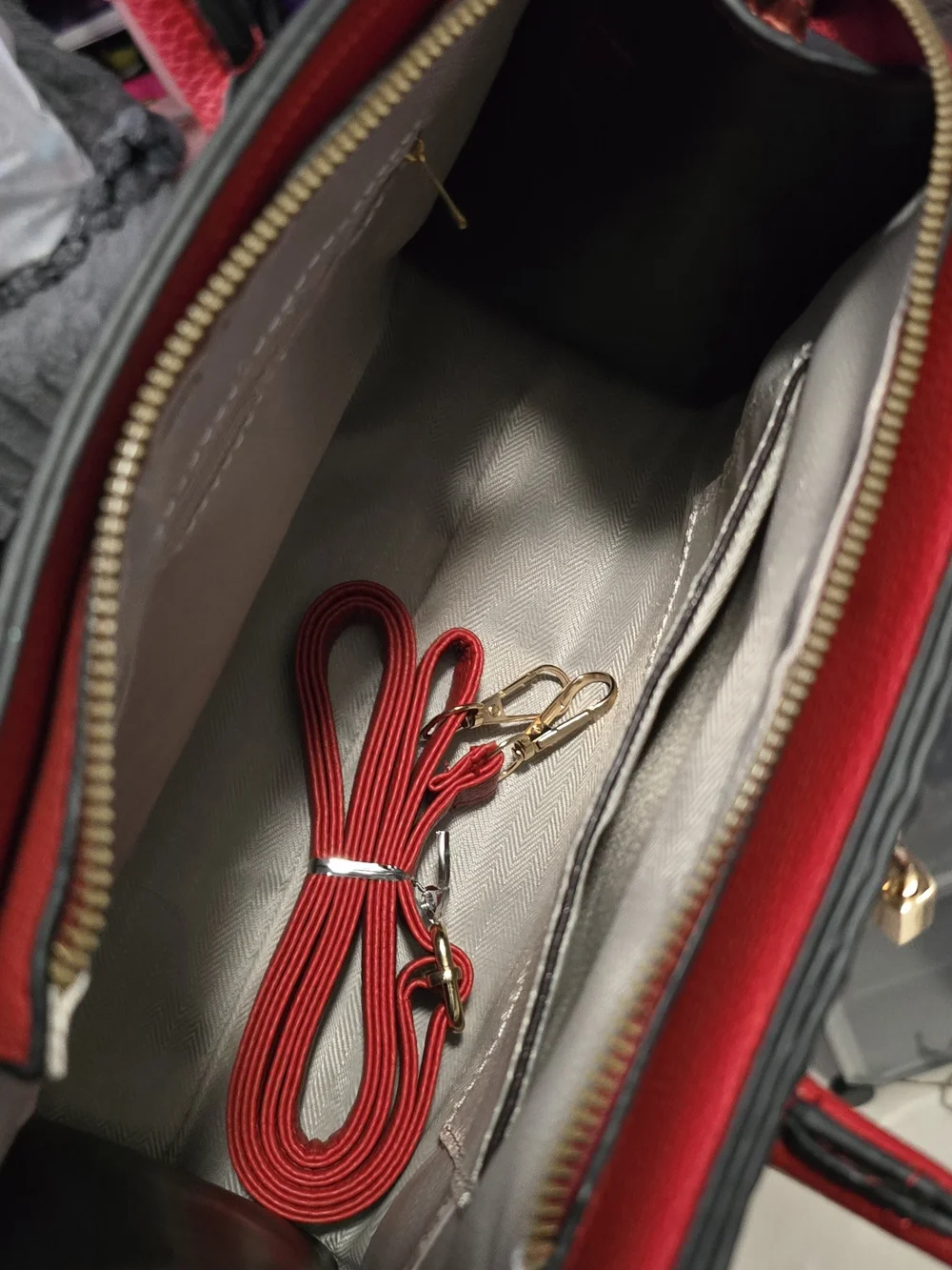 Red Croc-Embossed Structured Tote Handbag